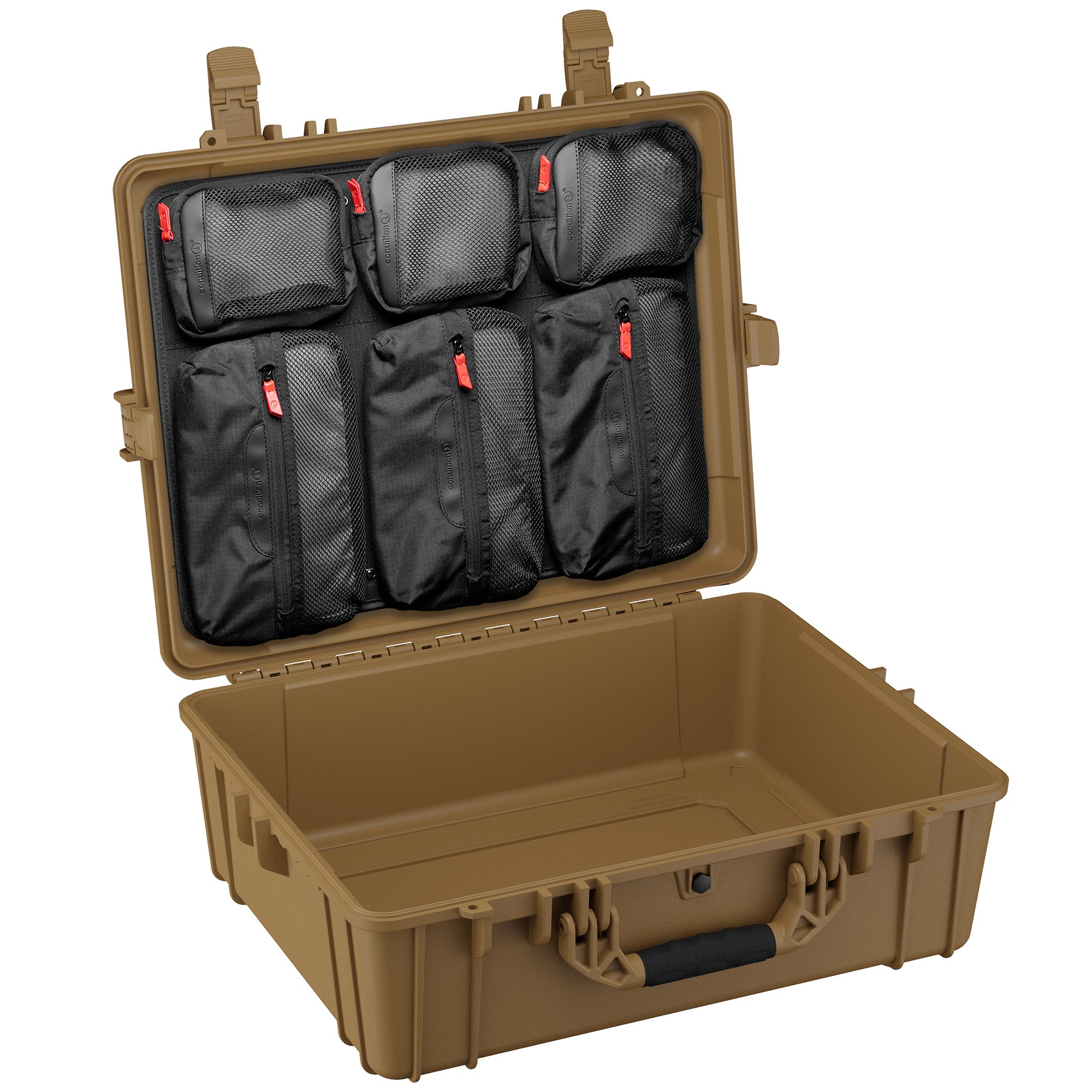 25-inch large hard case with customizable interior pockets for secure storage of cameras, electronics, and gear.