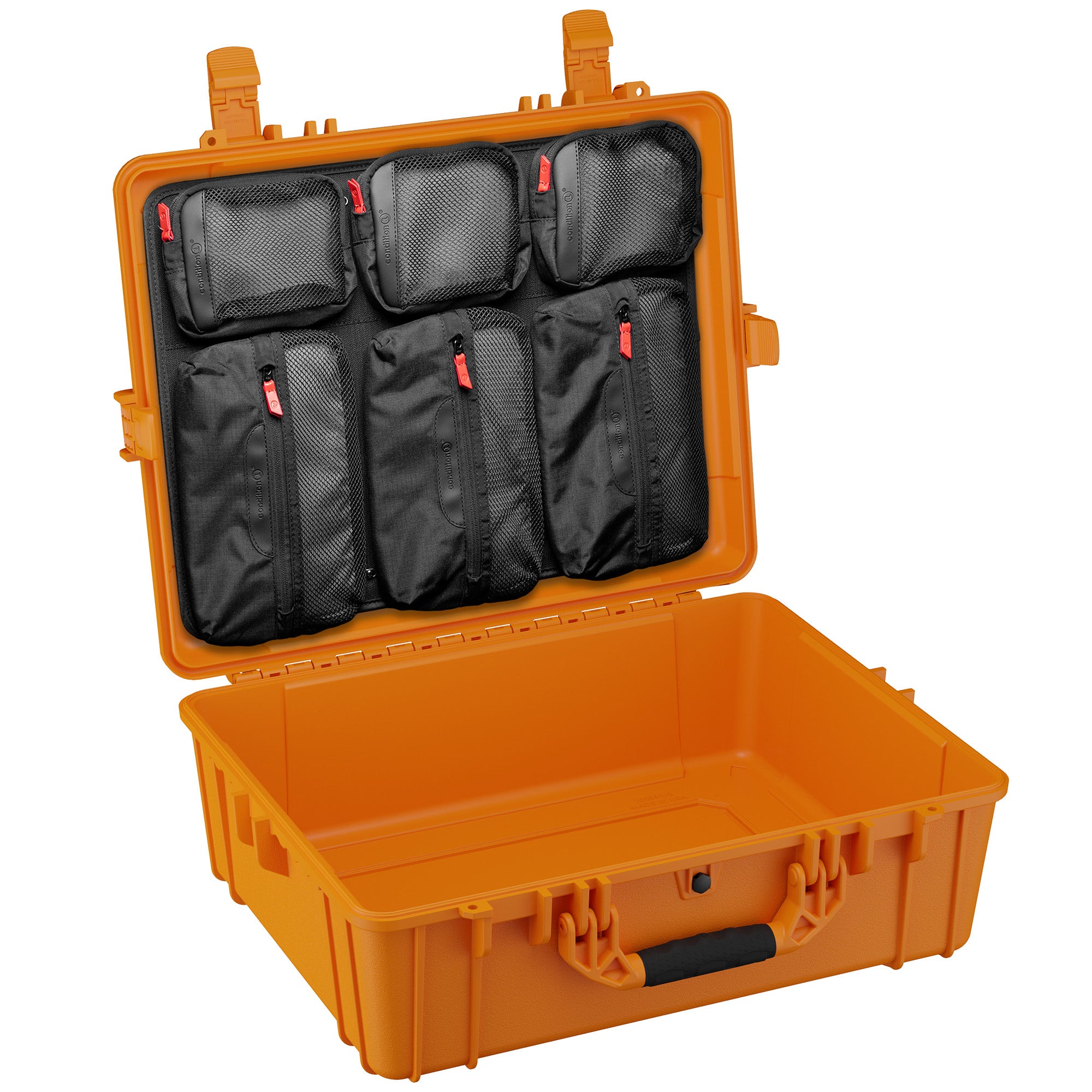 Large 25-inch waterproof hard case with customizable interior compartments for secure storage of electronics and gear.