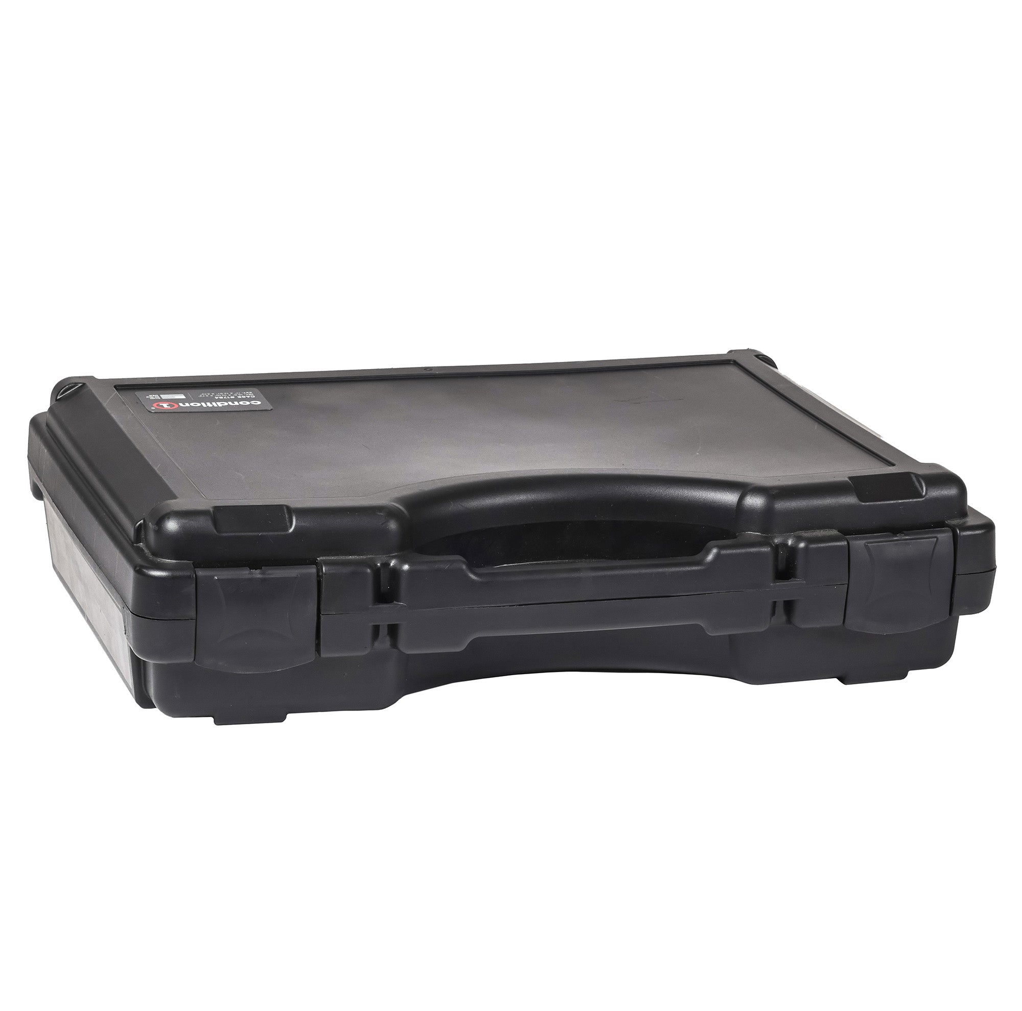 Black 17-inch economy hard case #1764 with durable handle and secure latches, isolated on a white background.