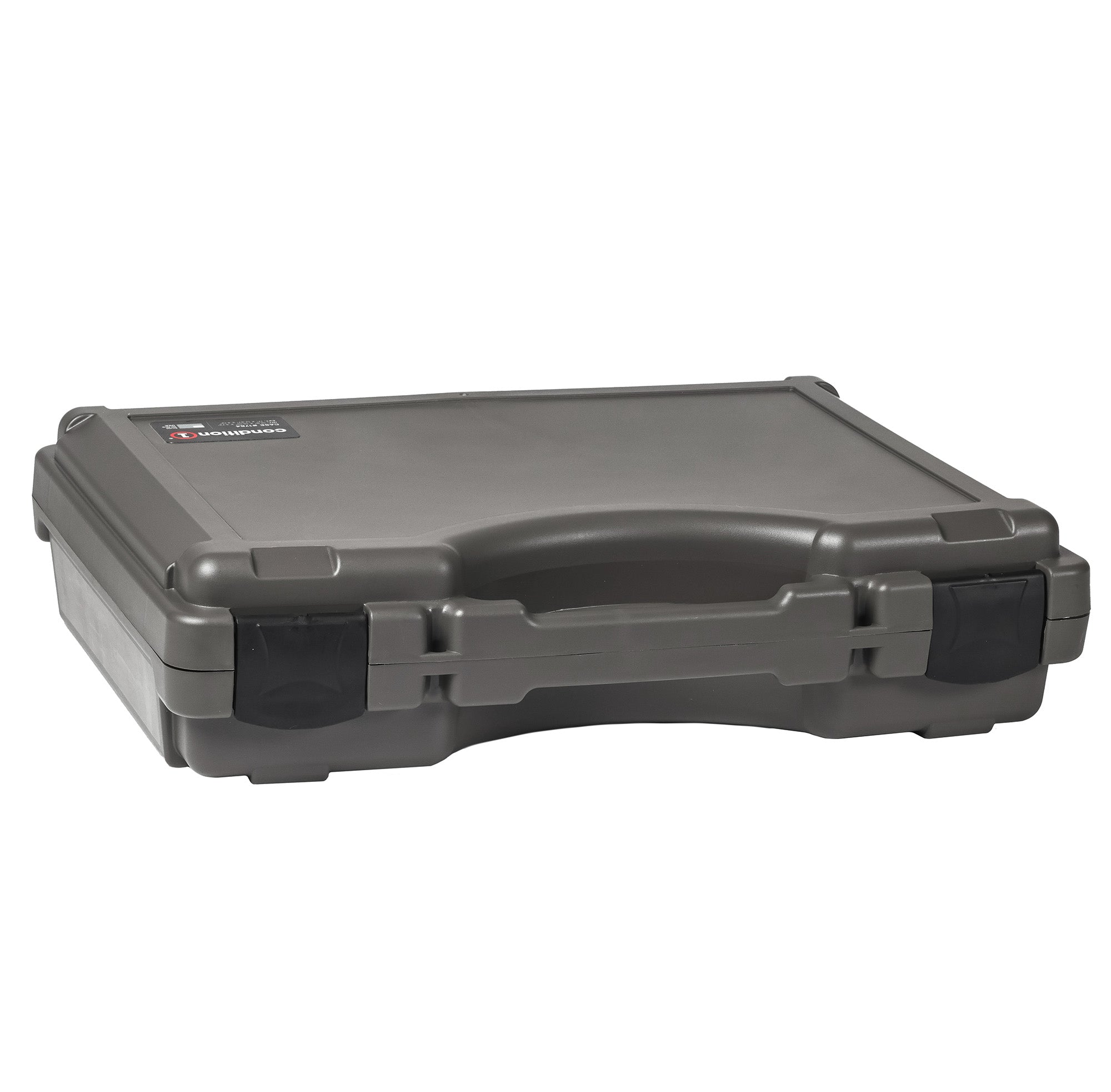 Alt text: "Gray hard-shell 17-inch Economy Case #1764 with durable handle and secure latches, ideal for protecting valuables and sensitive equipment."