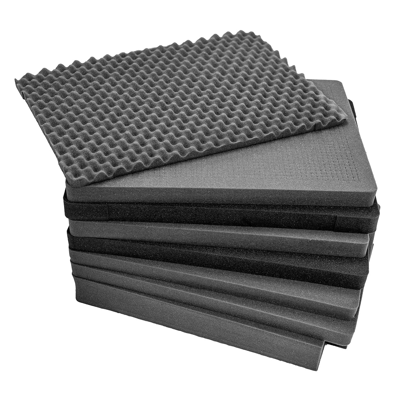 Stacked black foam inserts with textured and egg-crate surfaces, designed as replacement foam for case #2152.