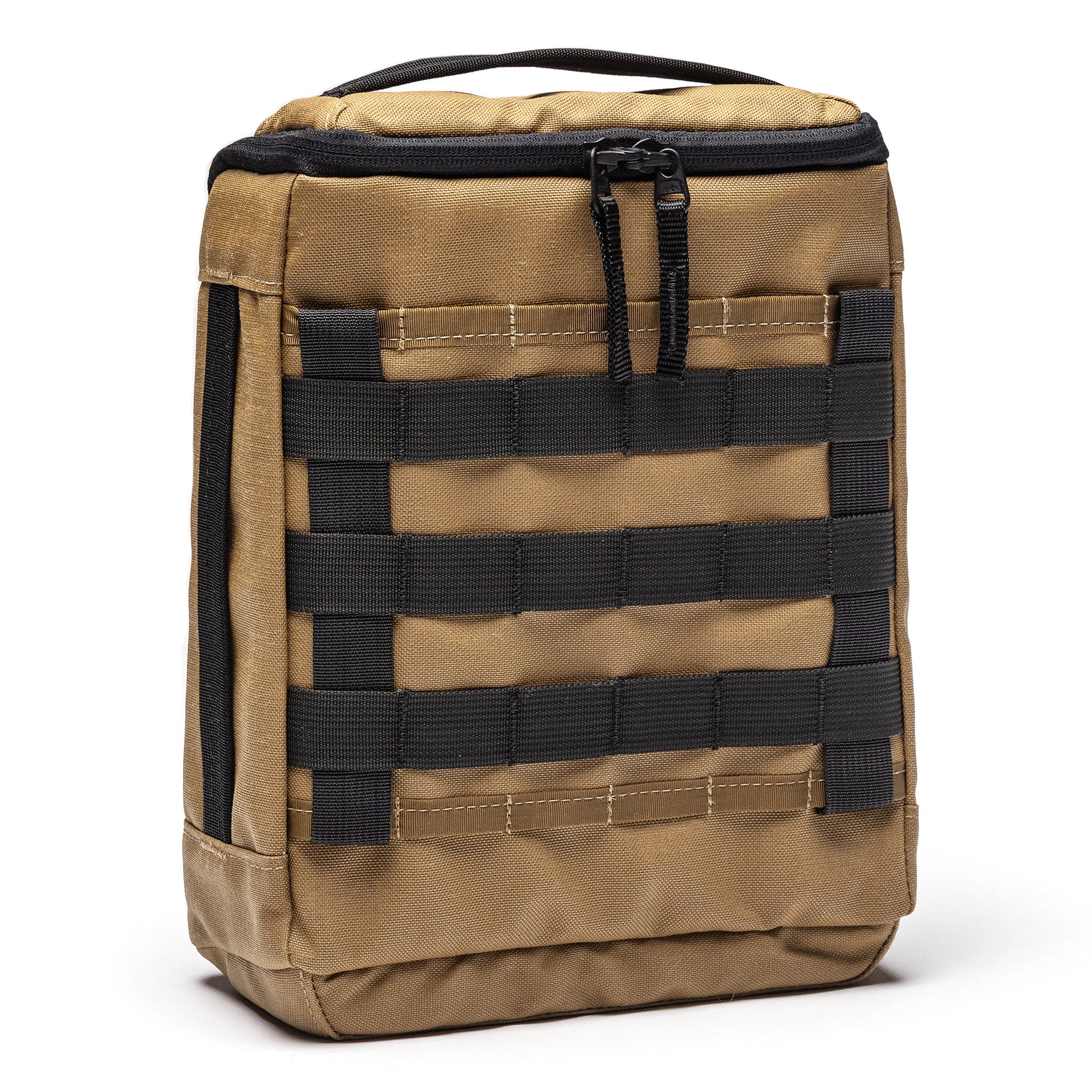 Lone Star 2 Pistol Bag in tan with black MOLLE webbing, zipper closure, and carrying handle for secure firearm transport.