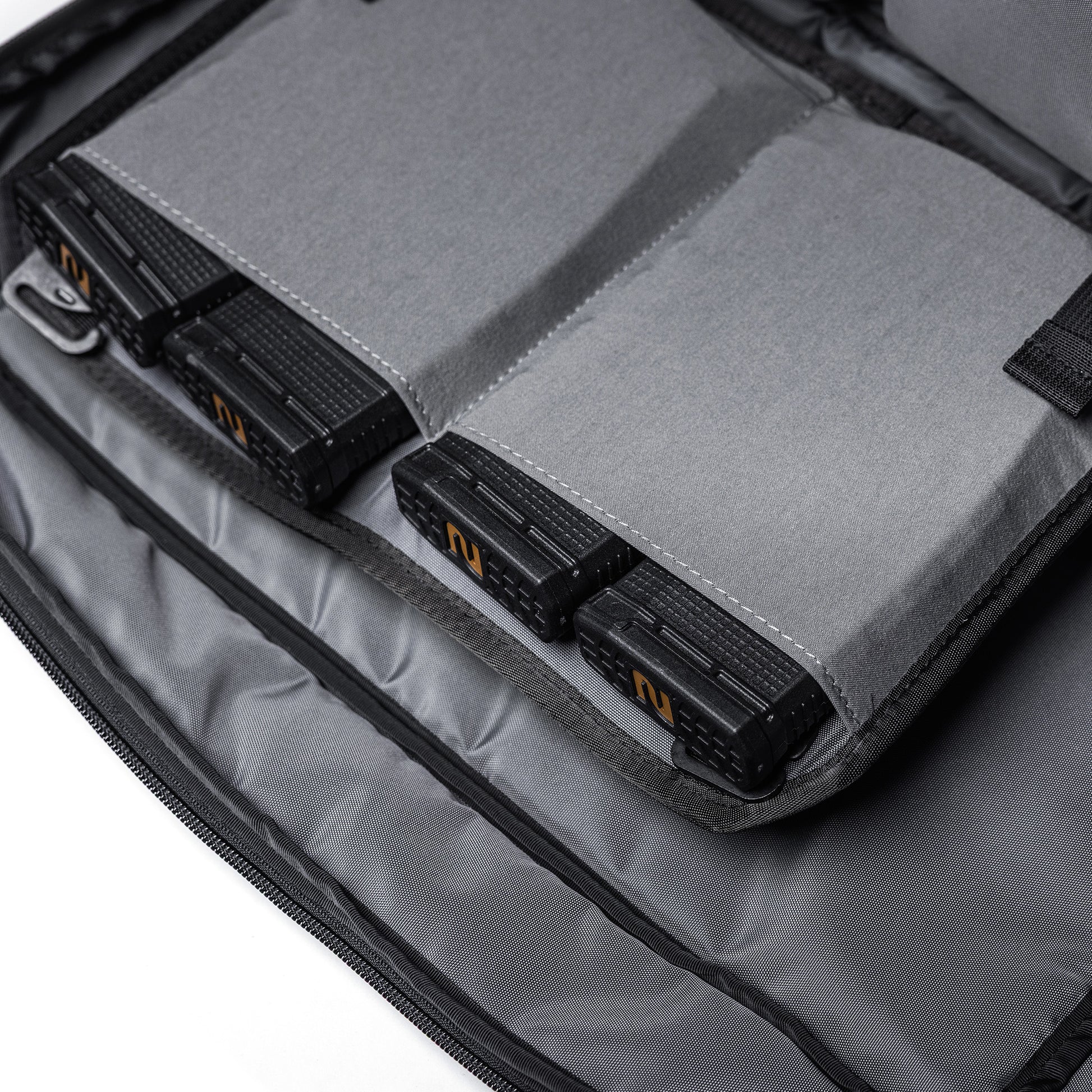 Close-up of a Lone Star 36" rifle bag with padded compartments and secure straps for firearm storage.