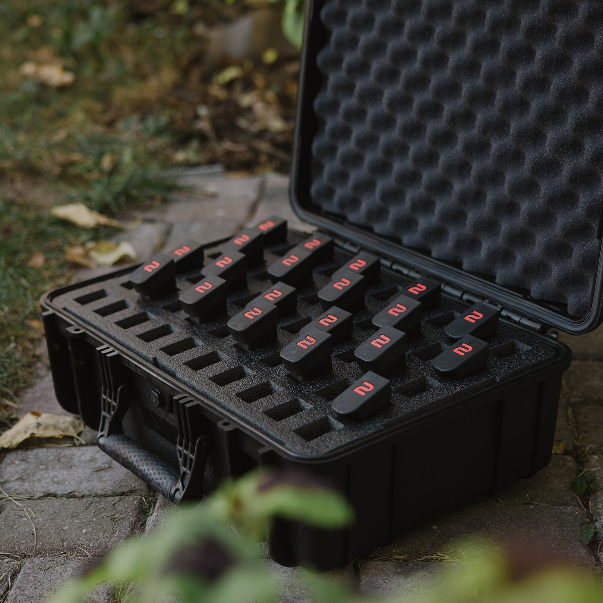 Set of 50 pre-cut black inserts with red numbering for #801 case, designed for organizing and securing items.