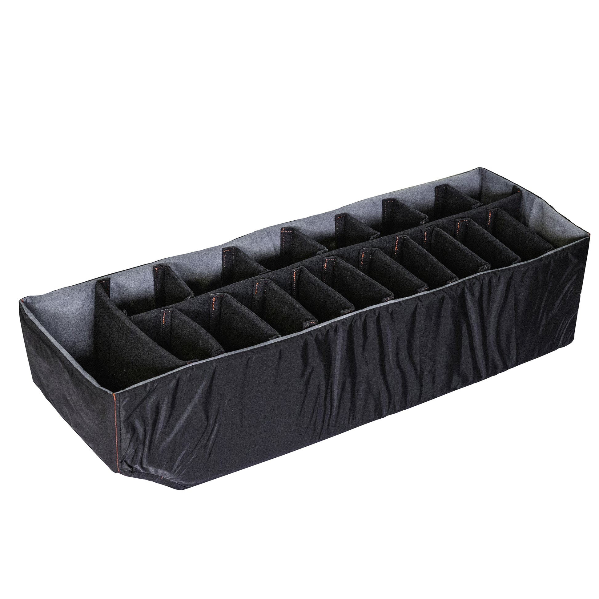Padded divider set for #2191 case, featuring adjustable black foam compartments with orange stitching for organized storage.