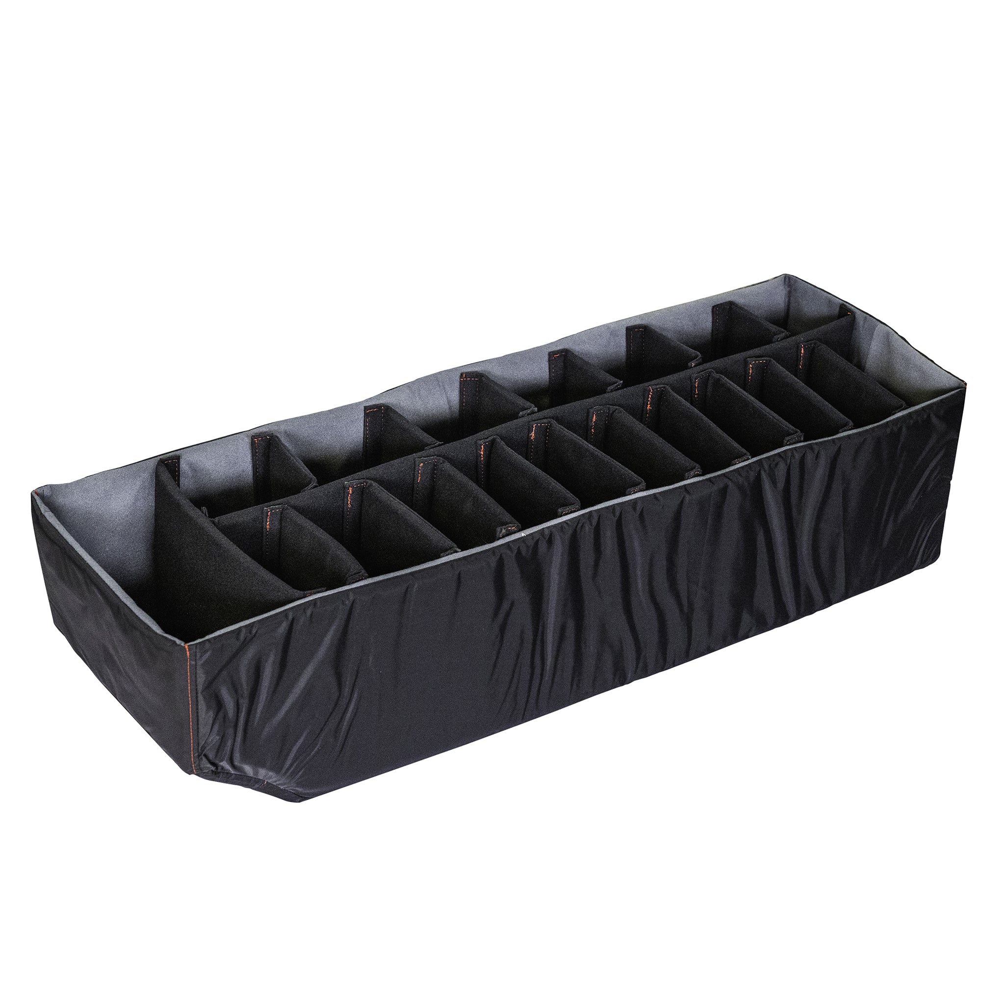 Padded divider set for #2191 case, featuring adjustable black foam compartments with orange stitching for organized storage.