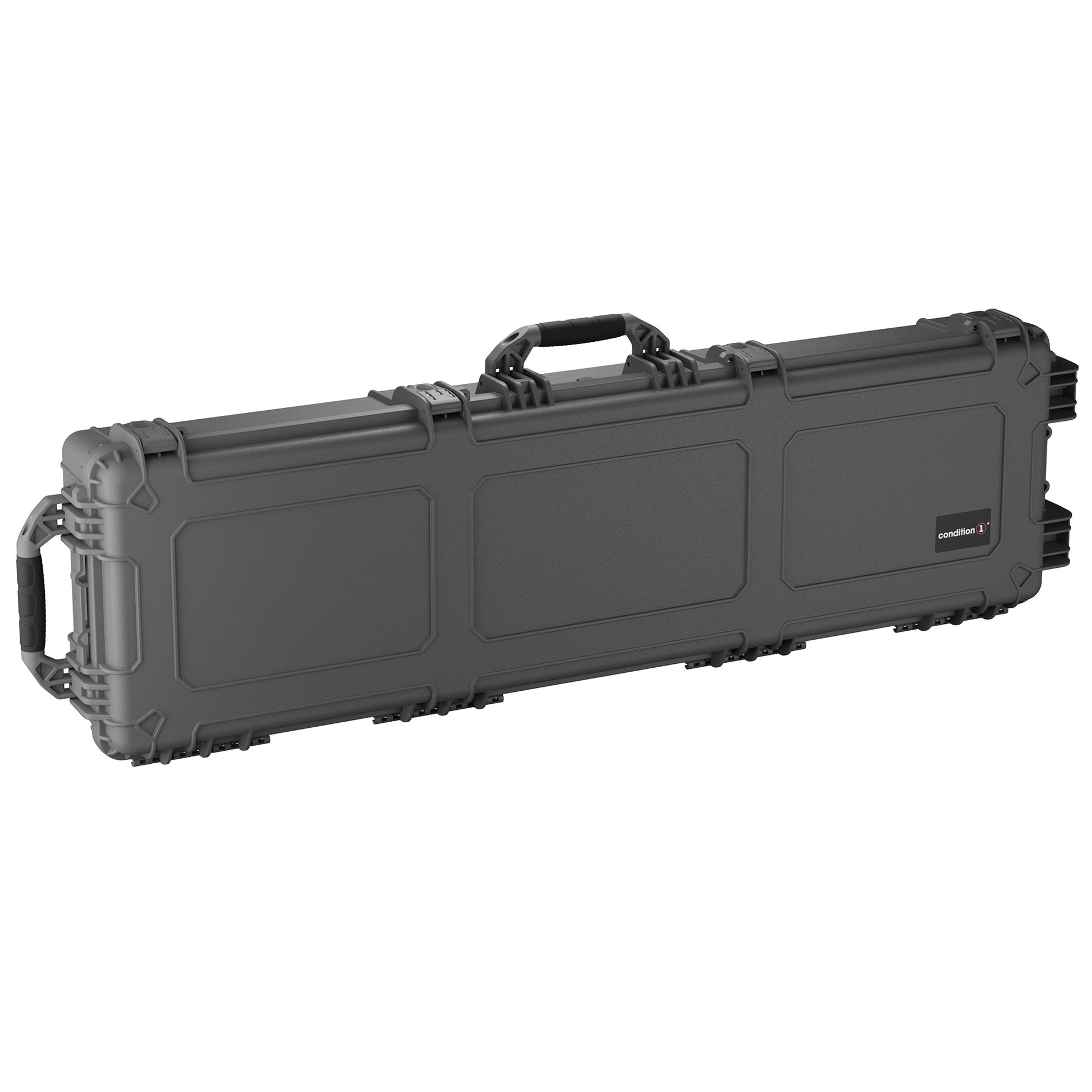A 55-inch long, rugged black protective case with a handle, designed for secure transport of large equipment, model #2106.