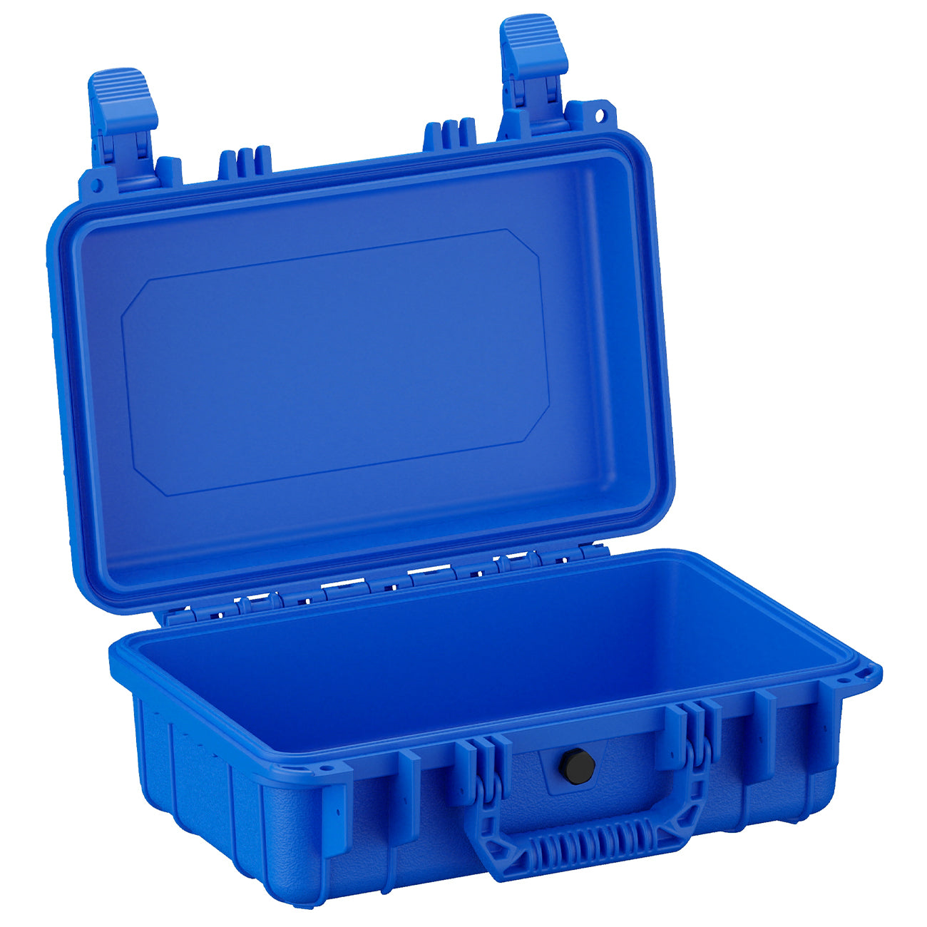 Blue protective hard case, 13 inches, small size #232, open showing interior, with sturdy latches and reinforced corners for durability.