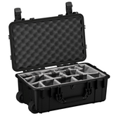 Durable 22-inch waterproof hard case with customizable foam interior for secure camera storage and transport.