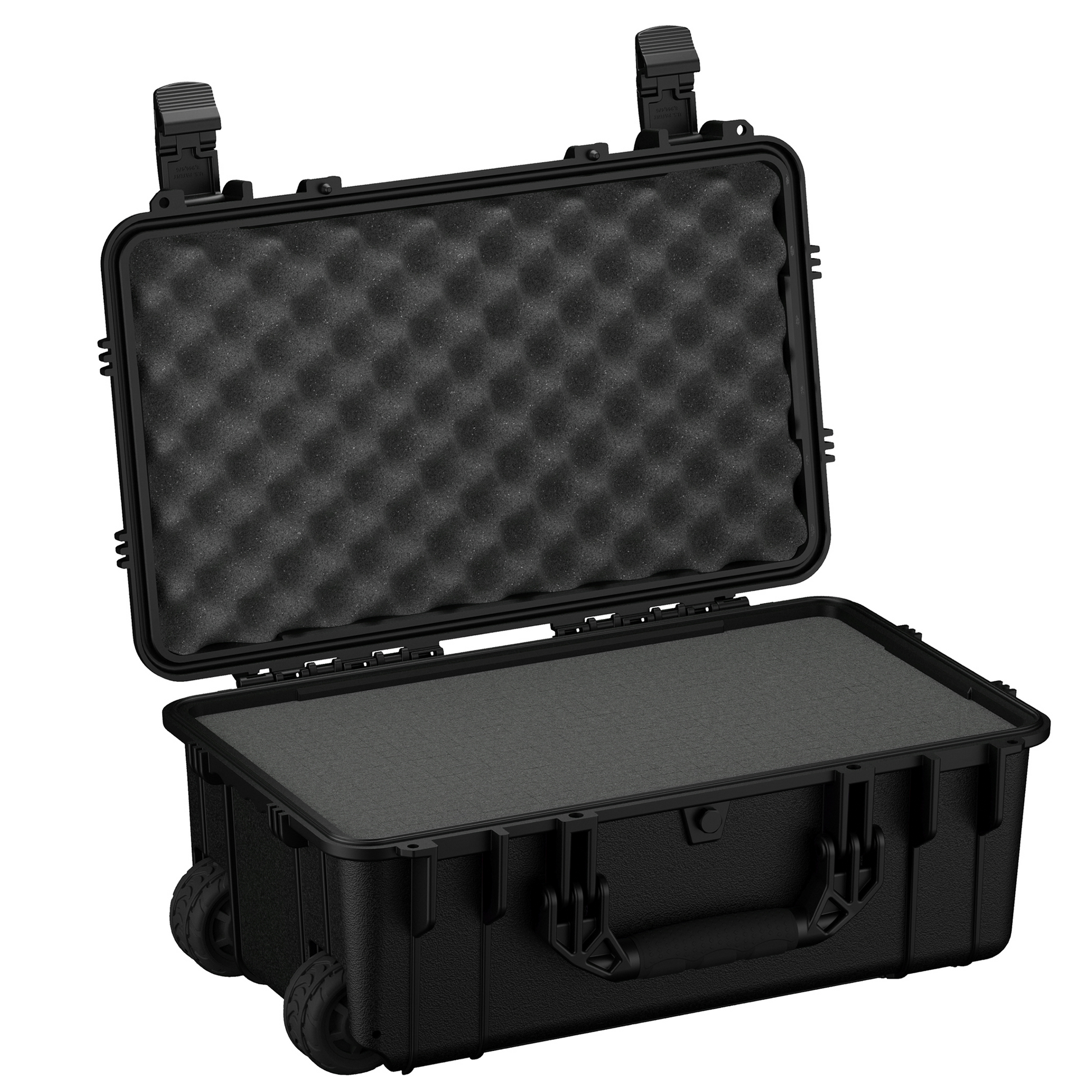 Durable 22-inch waterproof hard case with foam interior, ideal for protecting cameras and electronics during transport.
