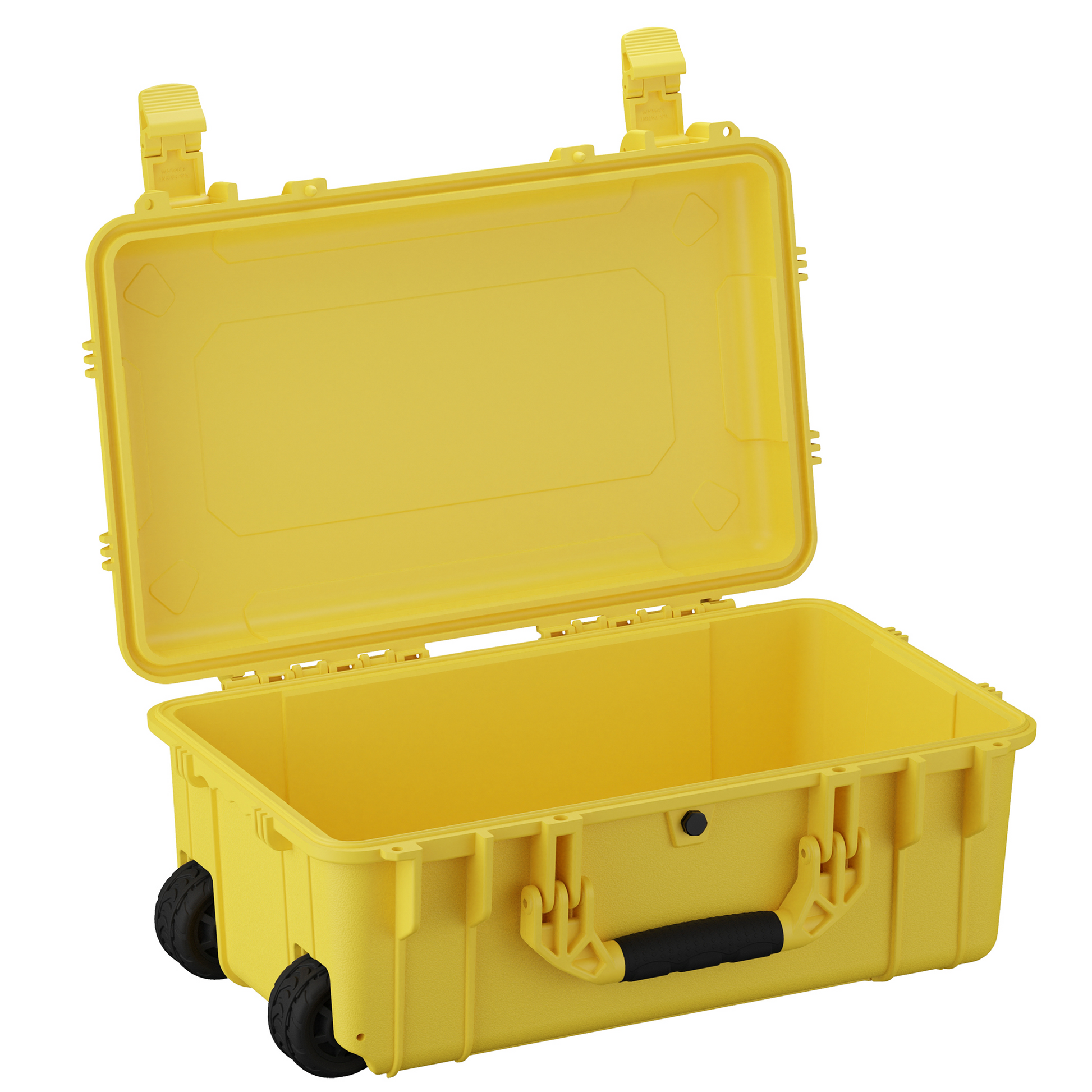 Durable 22-inch waterproof hard case with wheels, designed for secure storage and transport of gear and electronics.