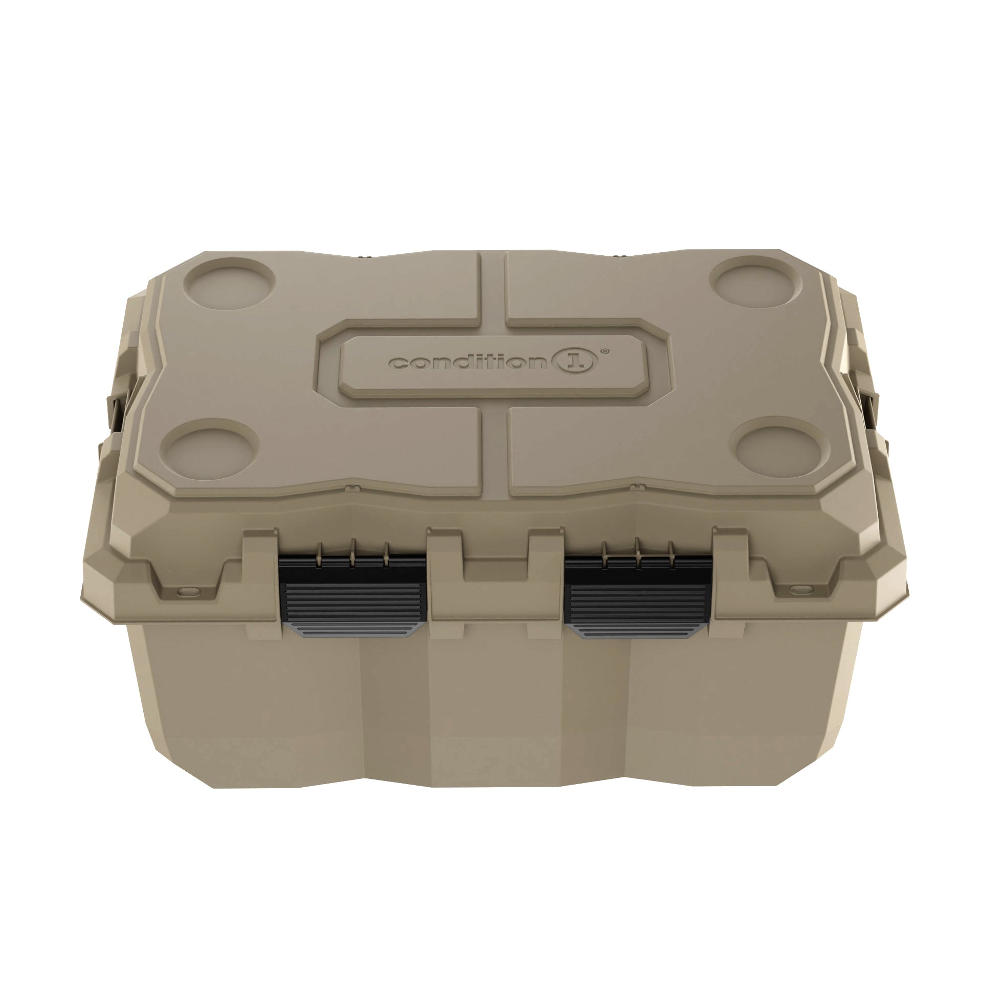 Alt text: "28-inch Sportsman Trunk in olive green, featuring rugged design with reinforced lid, dual black handles, and sturdy closures."