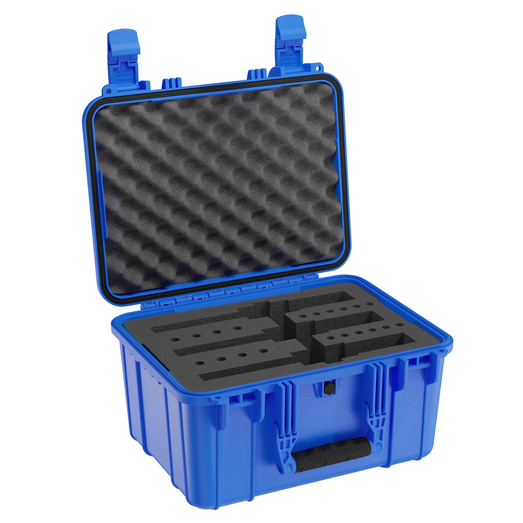 Durable 16-inch waterproof revolver case with customizable foam interior for secure storage and transport of firearms.