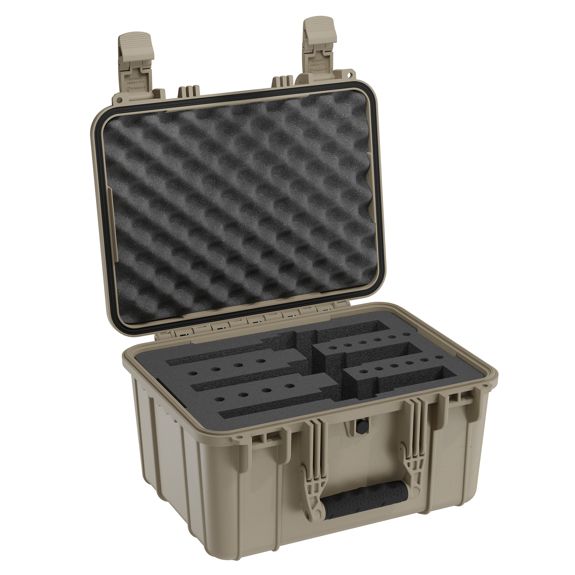 Durable 16-inch revolver case with customizable foam interior for secure storage and transport of firearms and accessories.