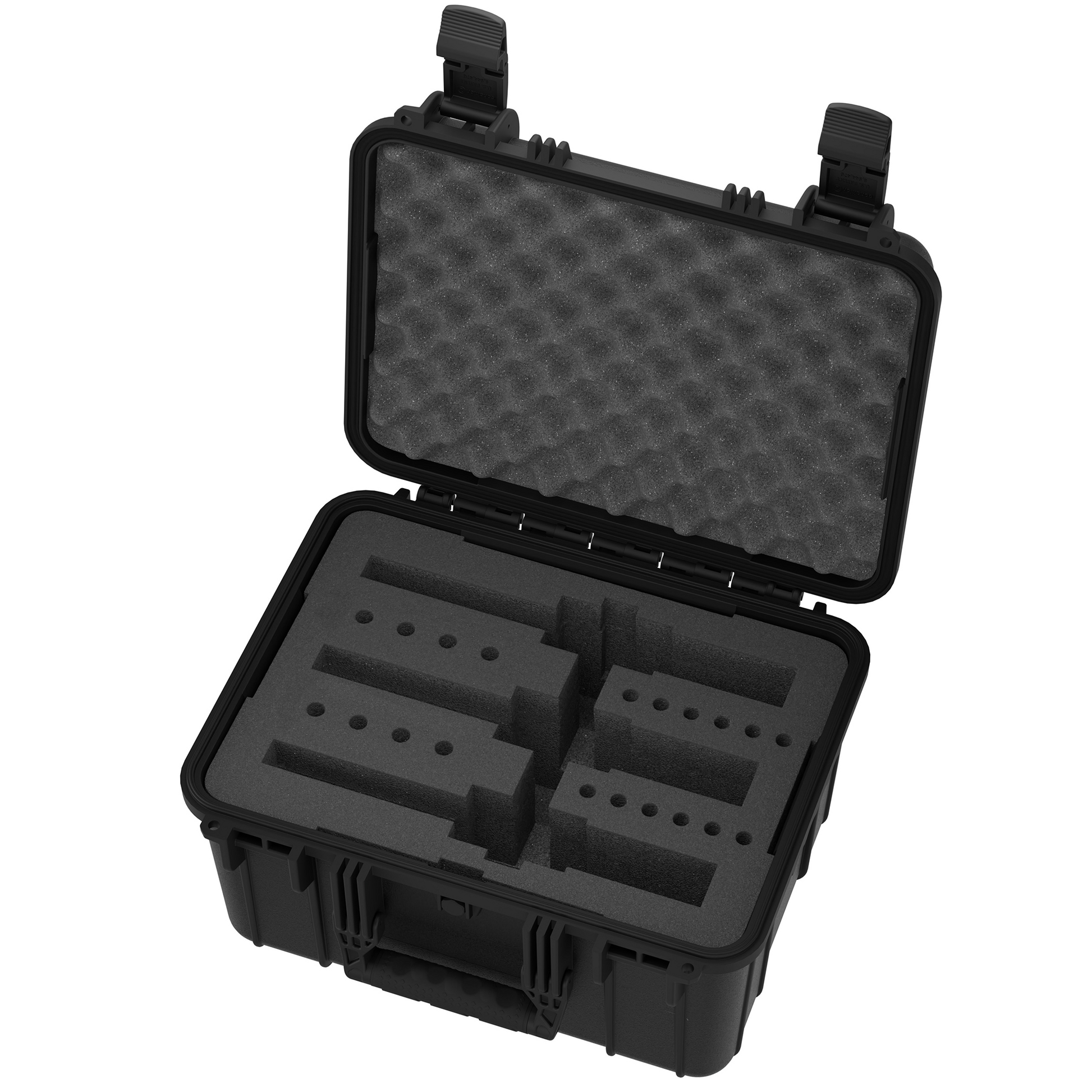 Durable 16-inch waterproof hard case designed for securely storing and transporting three revolvers with foam inserts.