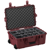 Large 24-inch waterproof hard case with customizable foam dividers, ideal for protecting cameras and electronics during transport.