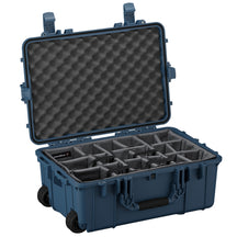 Durable 24-inch waterproof hard case with customizable foam dividers, ideal for protecting electronics and gear.