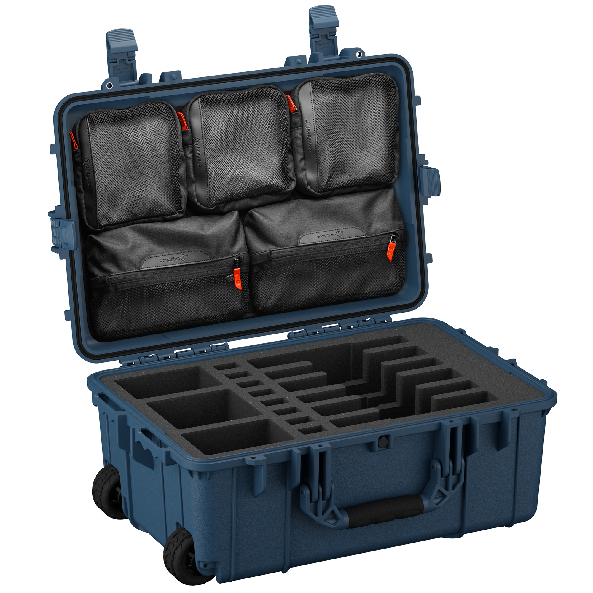 Durable 24-inch pistol case with customizable foam interior and storage pockets, designed for secure transport and protection.