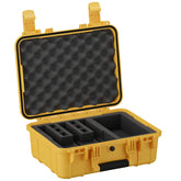 Durable 16-inch pistol case with foam interior, designed to securely hold three pistols and accessories.
