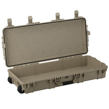 Durable 40-inch waterproof hard case with wheels, designed for secure storage and transport of gear and equipment.