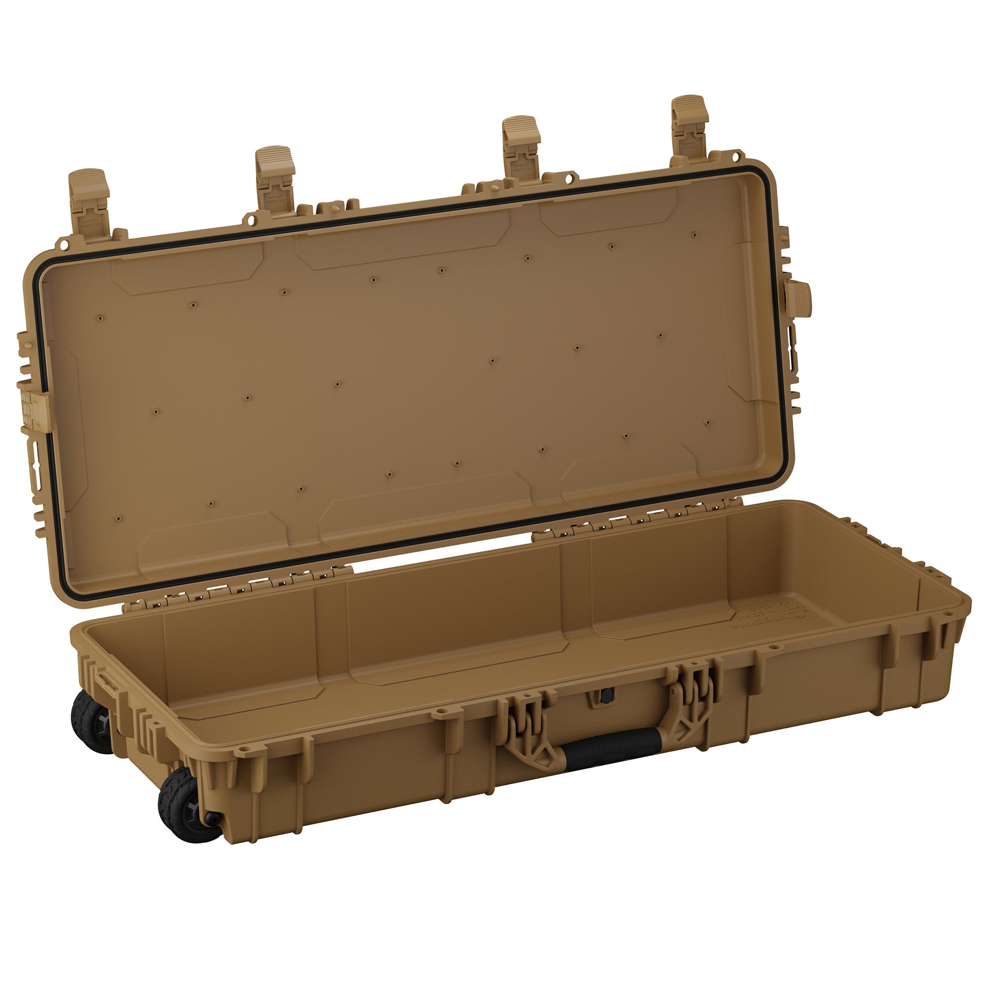 Durable 40-inch long waterproof hard case with wheels, designed for secure storage and transport of gear.