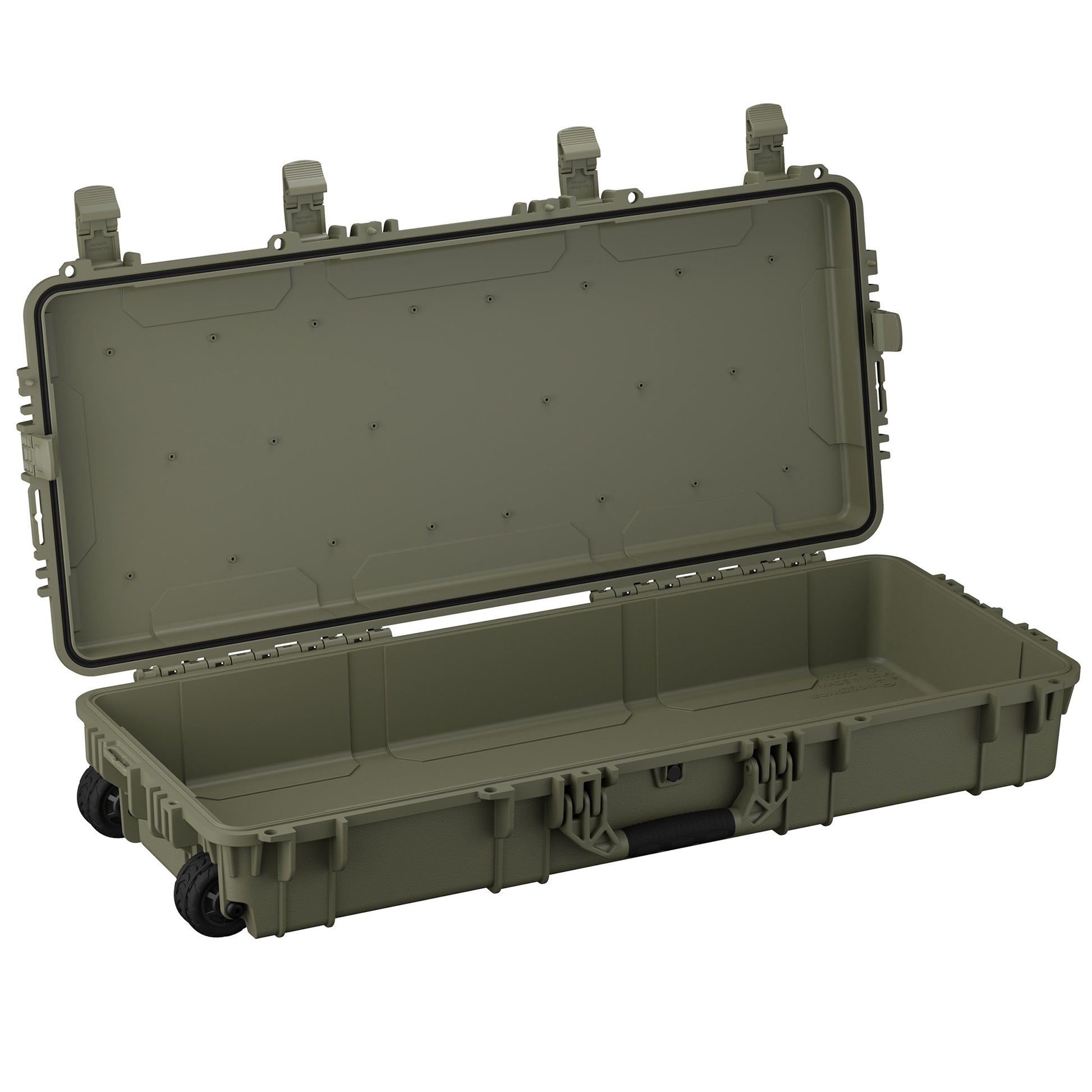 Durable 40-inch hard case with wheels, IP67-rated for waterproof and dustproof protection of gear and electronics.