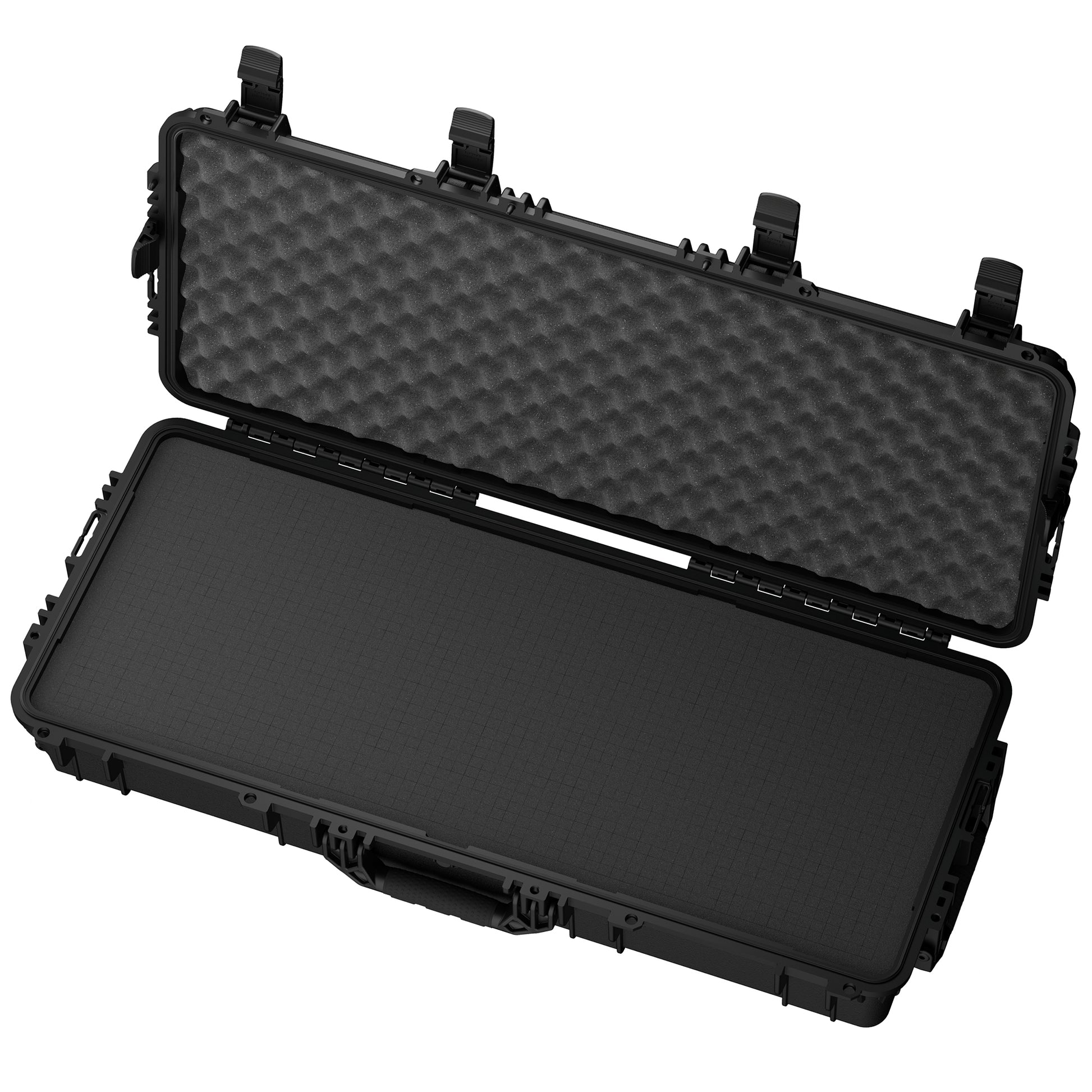 Durable 40-inch hard case with a foam interior, designed for waterproof and dustproof protection of gear during transport.