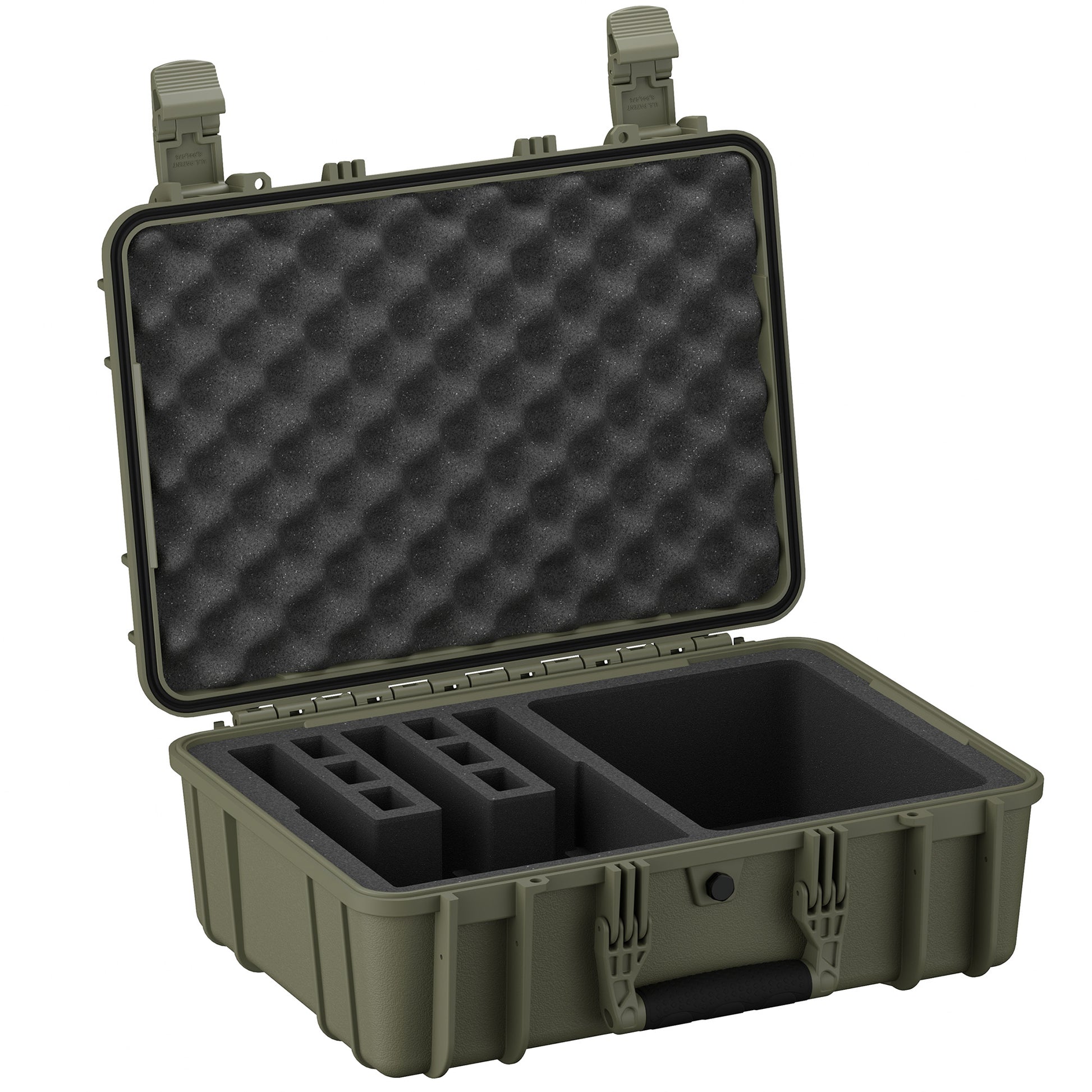 Durable 18-inch pistol case with foam interior, designed for secure storage and transport of up to three pistols.