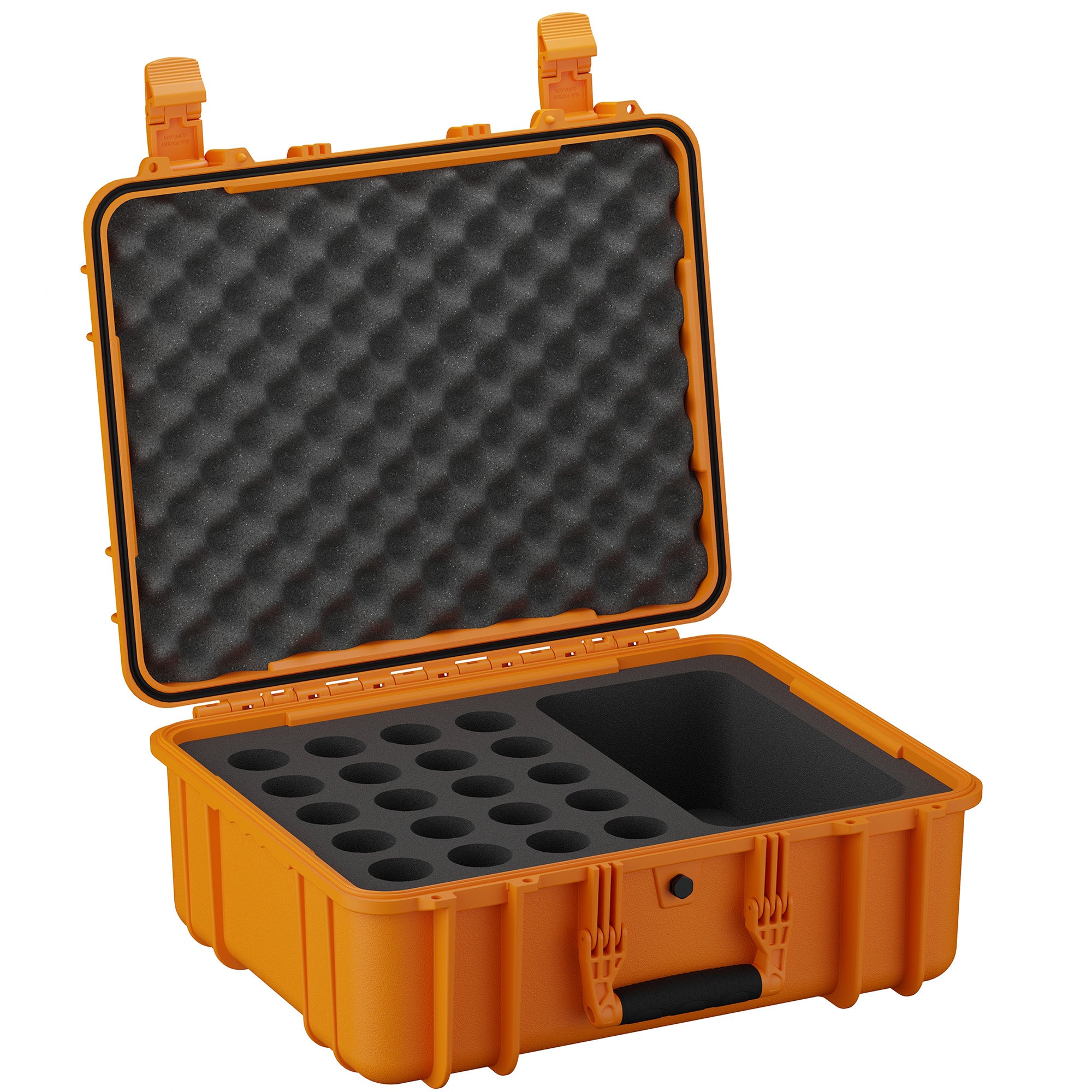 Durable 20-inch waterproof hard case with customizable foam interior for secure storage of cameras and gear.
