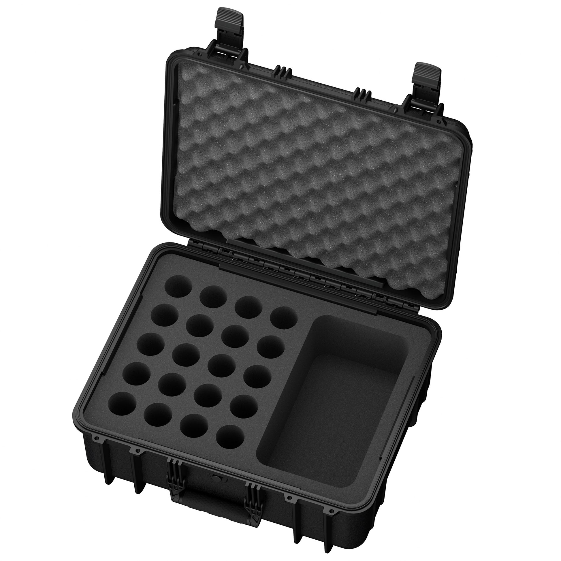 Durable 20-inch hard case with customizable foam interior, ideal for protecting cameras and electronics during transport.