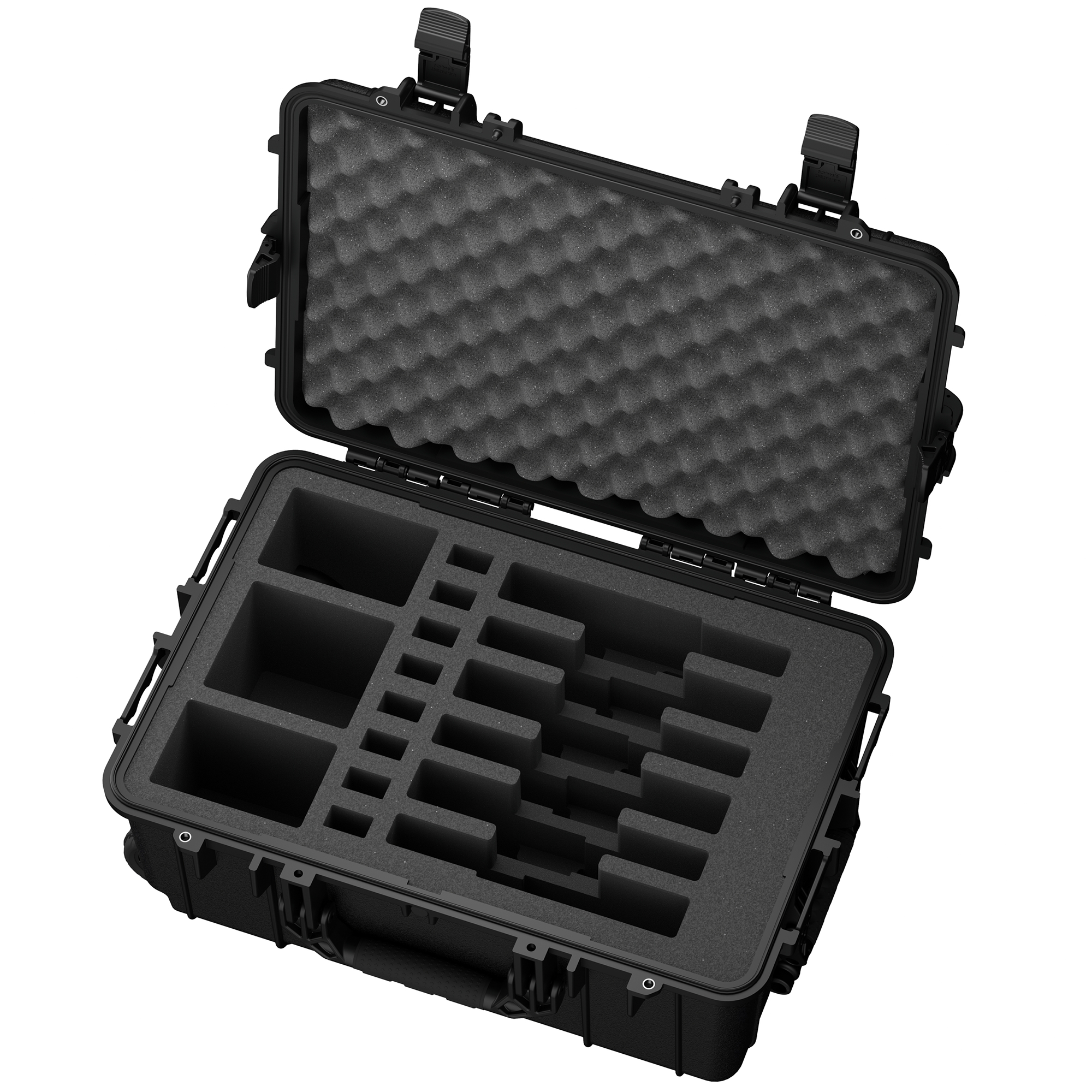 Durable 24-inch hard case designed to securely hold up to six pistols with customizable foam inserts for protection.
