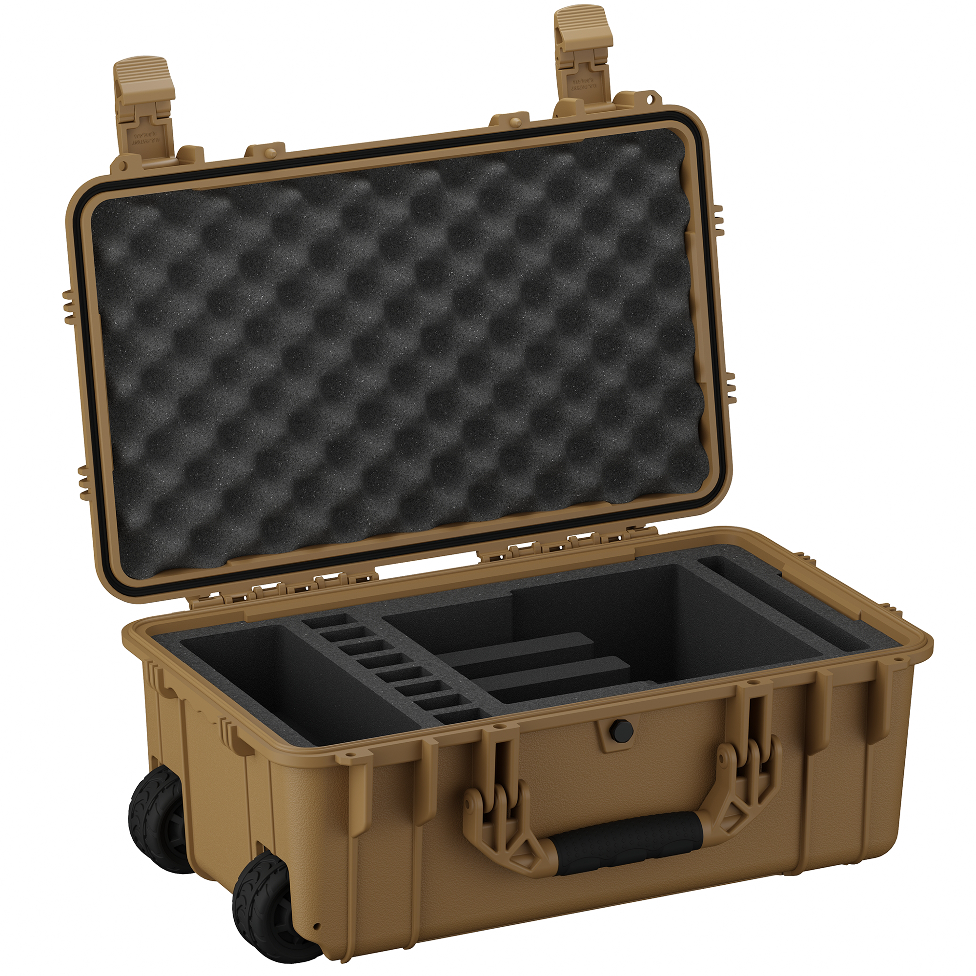Durable 22-inch hard case for four pistols, featuring customizable foam interior and secure latches for protection during transport.
