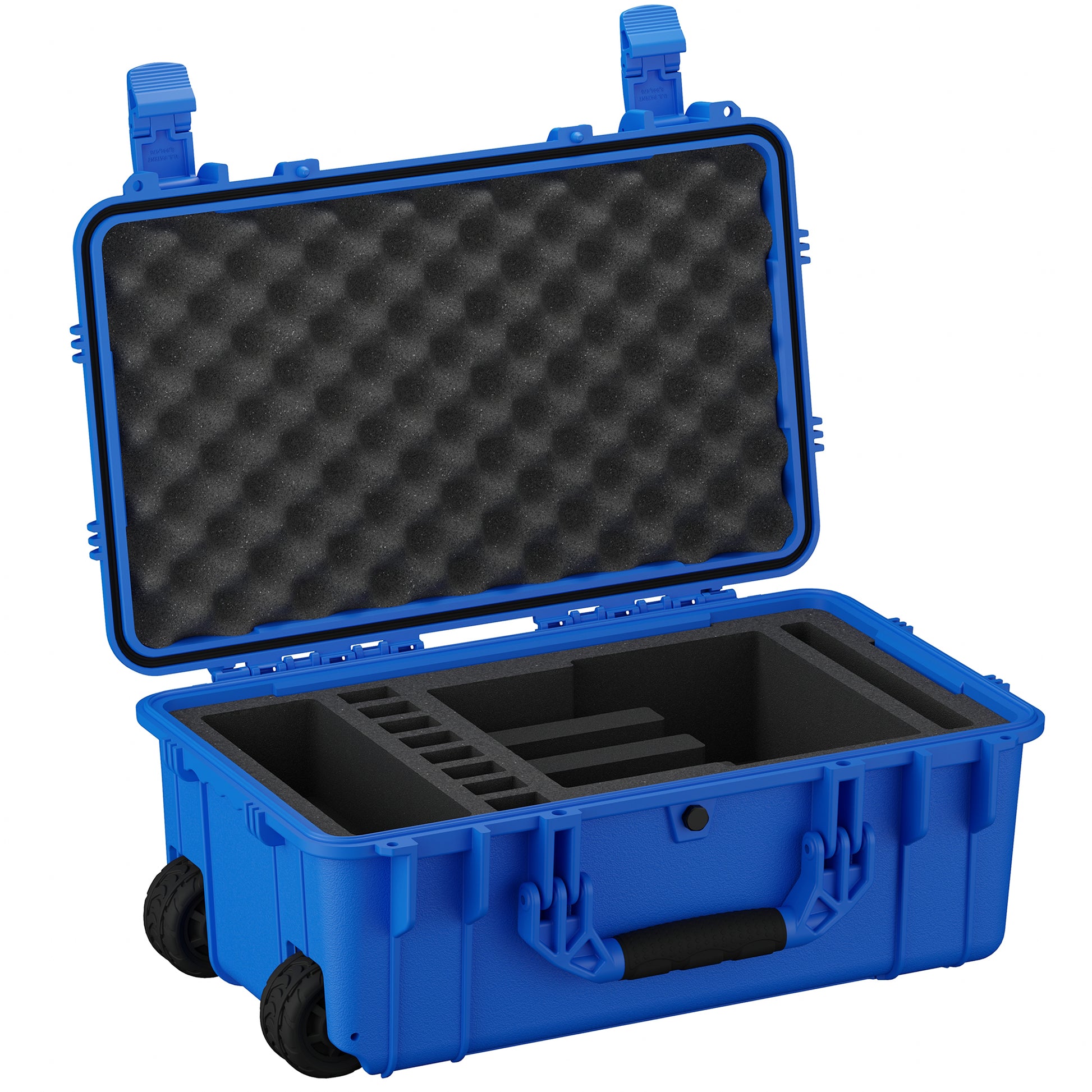 Durable 22-inch hard case for four pistols, featuring customizable foam interior and secure latches for protection during transport.