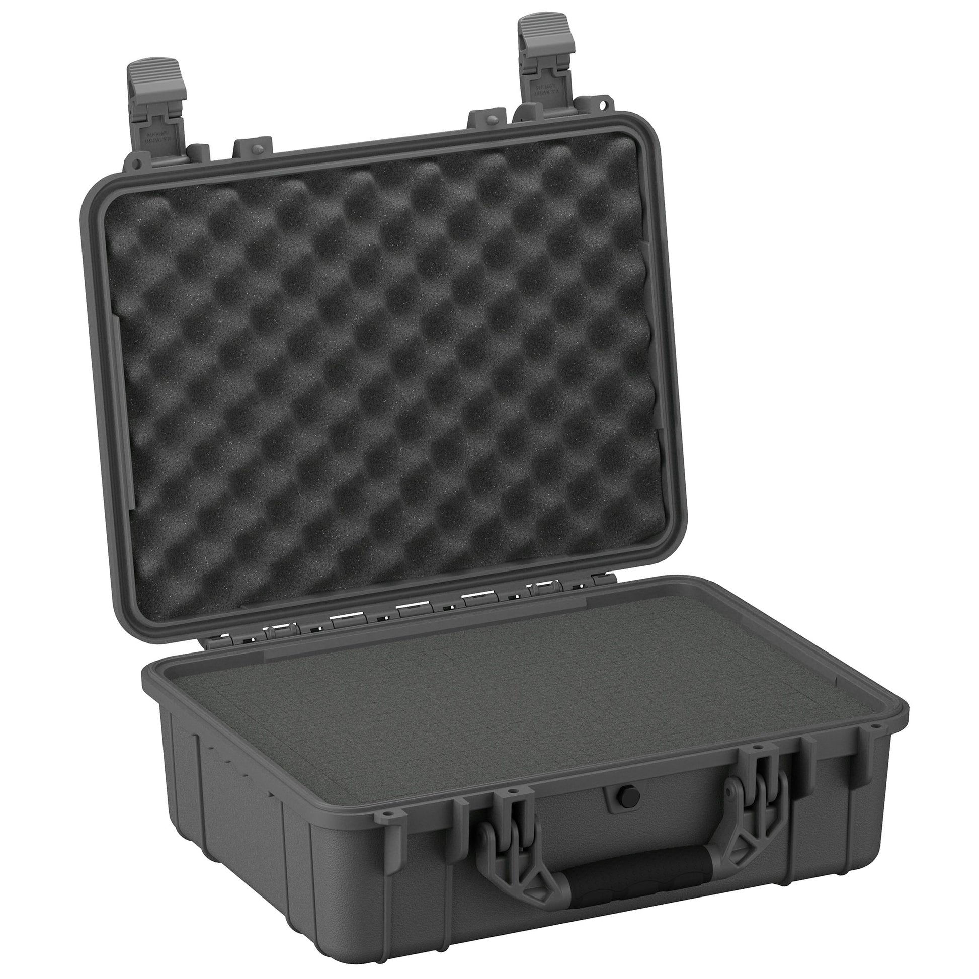 Alt text: "20-inch large, rugged, waterproof hard case #227 with foam interior, open, showing both the foam-padded lid and the base, designed for protecting sensitive equipment."