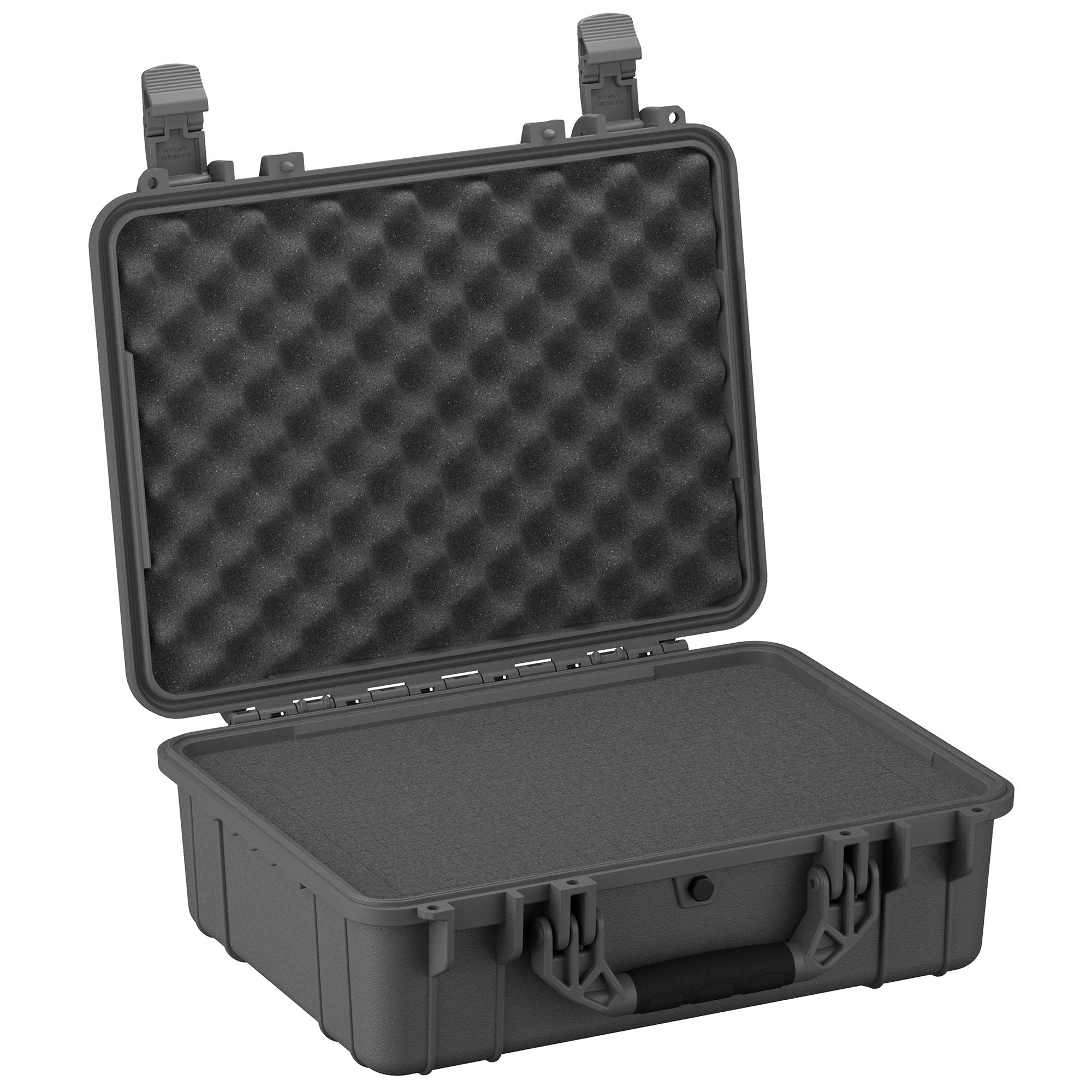 Alt text: "20-inch large, rugged, waterproof hard case #227 with foam interior, open, showing both the foam-padded lid and the base, designed for protecting sensitive equipment."