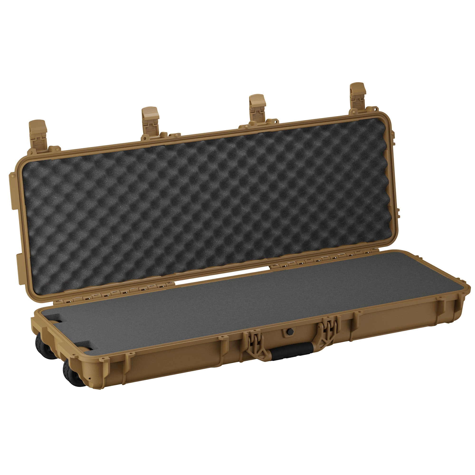 Open tan hard protective case with foam padding inside, designed for a 45-inch long item, model #1229.