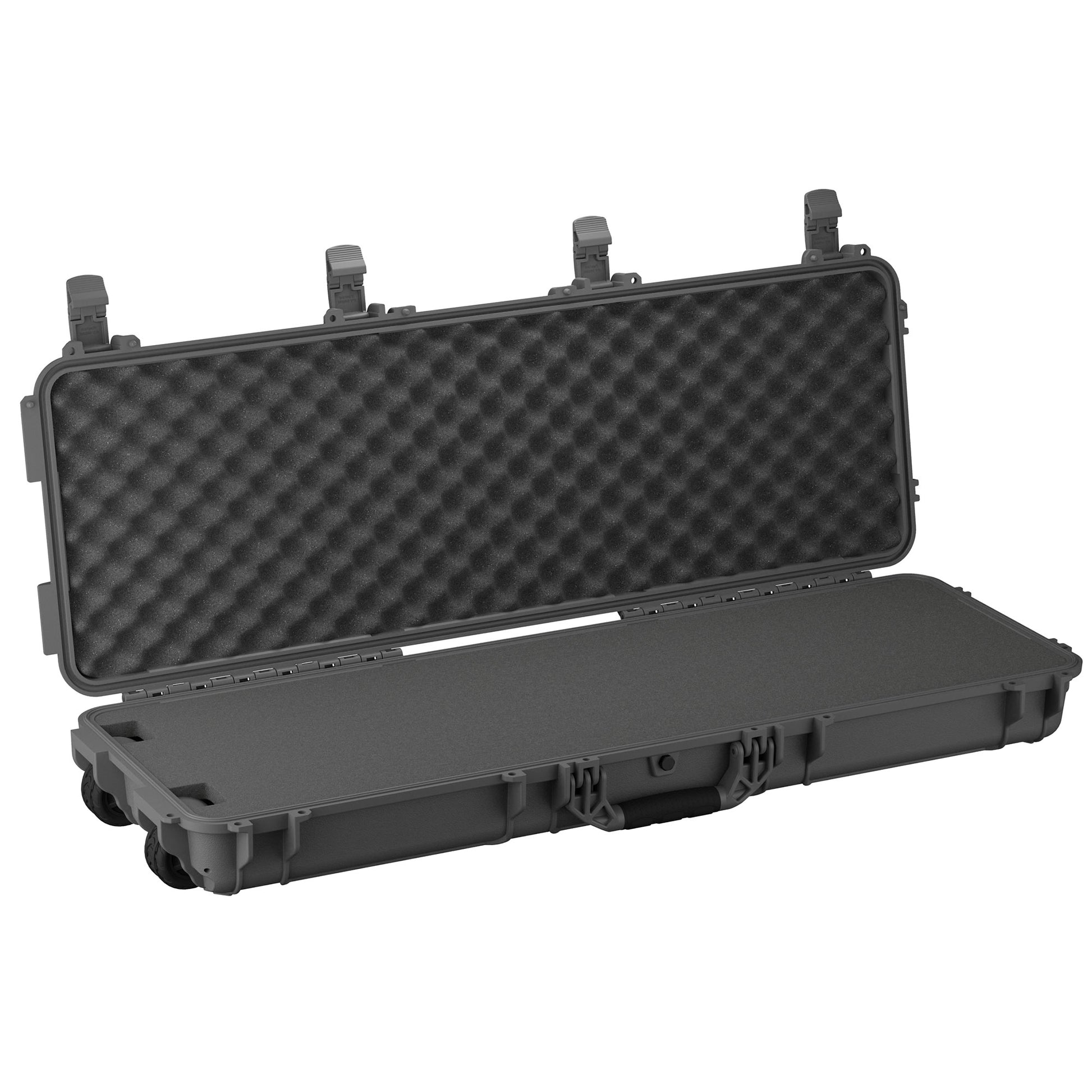 Durable 45-inch long protective case with foam padding and secure latches, model #1229, ideal for equipment transport.