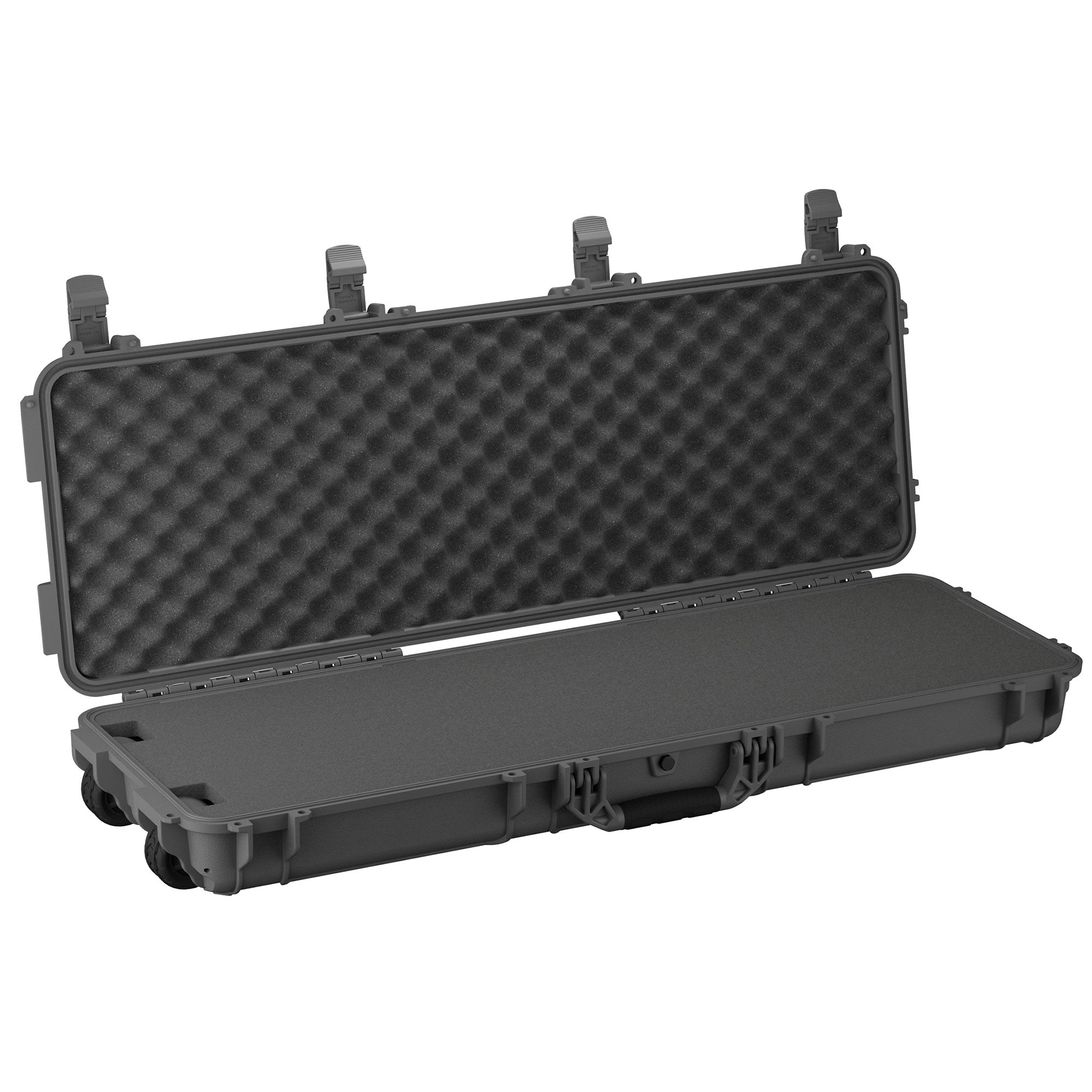 Durable 45-inch long protective case with foam padding and secure latches, model #1229, ideal for equipment transport.