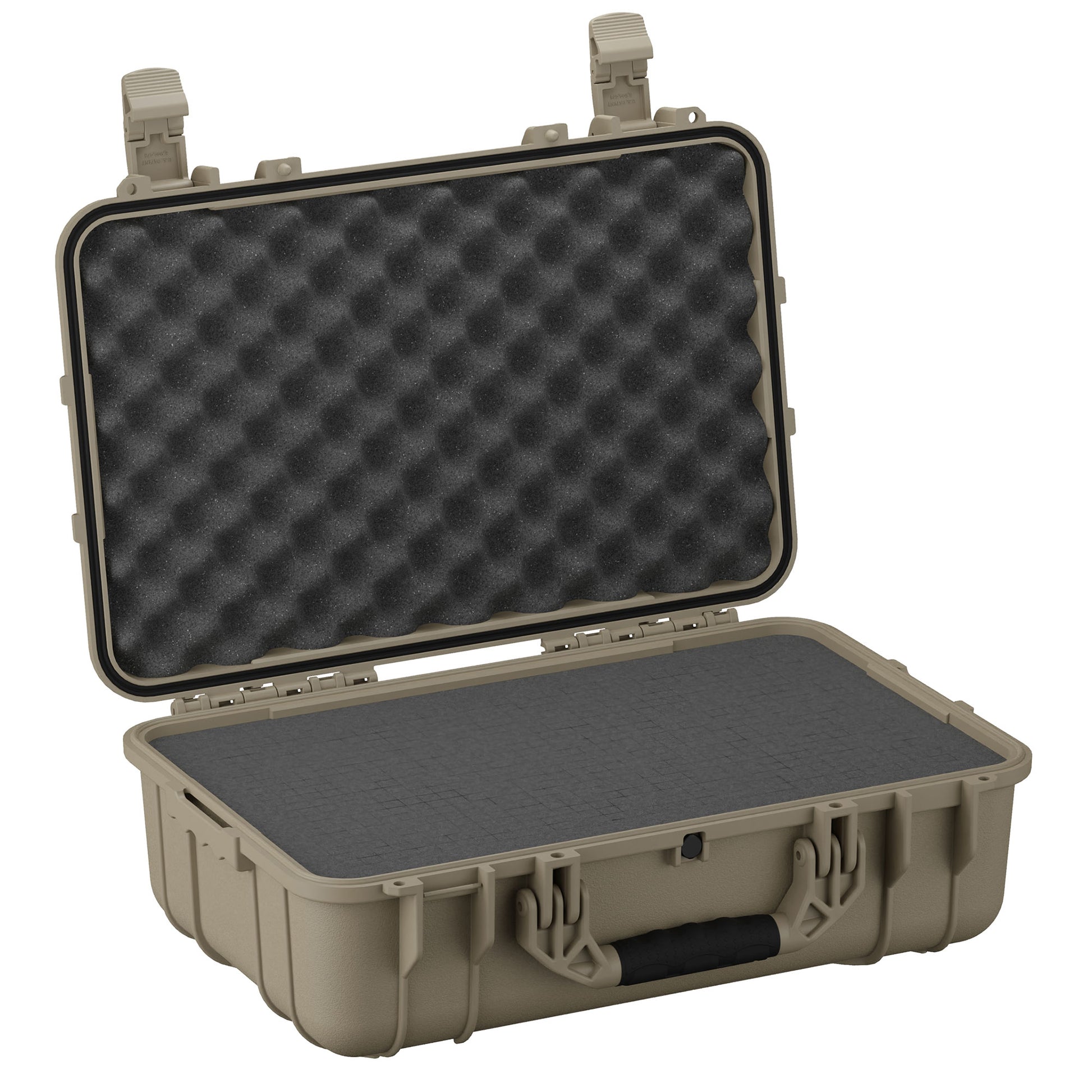 Alt text: Large 22-inch protective case, model #288, shown open with foam inserts in both the base and the lid. The case is in a military green color with sturdy latches and a handle visible, designed for secure equipment storage.